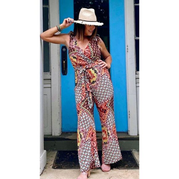 Anthropologie Harlyn Patterned Mairi Lined Jumpsuit Size Medium *Sold Out Online - Picture 1 of 8